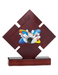 (215) TROFEO MADERA CON ALEGORIA DEPORTES 19 cm