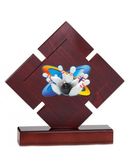 (215) TROFEO MADERA CON ALEGORIA DEPORTES 19 cm