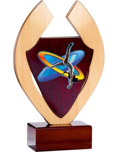 (215) TROFEO MADERA CON ALEGORIA DEPORTES 25 cm