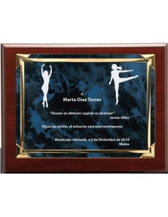 (131) PLACA HOMENAJE CON MADERA ECOMOMICA 14 x 11 cm