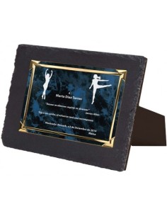 (131) PLACA HOMENAJE CON SOPORTE PIZARRA 14 x 11 cm