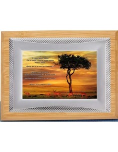 (132) PLACA HOMENAJE CON MADERA BAMBU 24 x 19 cm