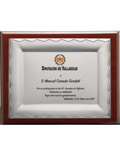 (132) PLACA HOMENAJE CON MADERA LUXE 24 x 19 cm