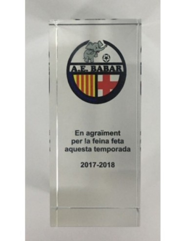 TROFEO CRISTAL OPTICO GARBADO A COLOR
