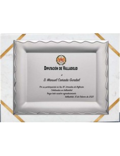 (132) PLACA HOMENAJE CON SOPORTE MARMOL 24 x 19 cm