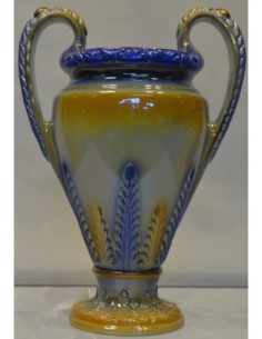COPA CERAMICA DECORADO EN ORO AZUL-AMARILLA 65 CM