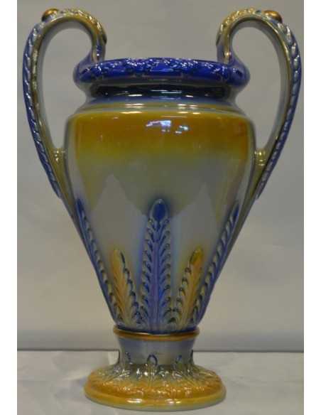 COPA CERAMICA DECORADO EN ORO AZUL-AMARILLA 65 CM