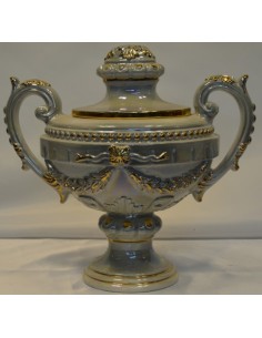 ENSALADERA CERAMICA DECORADO EN ORO MARRON 43 CM