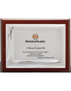 (133) PLACA HOMENAJE CON MADERA PREMIUM 24 x 19 cm
