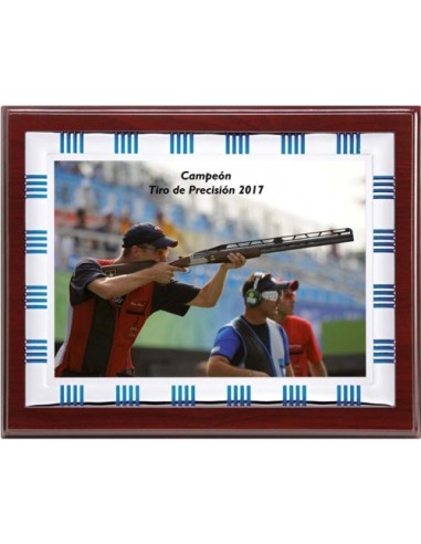 (135) PLACA HOMENAJE CON MADERA ECONOMICA 21 x 17 cm