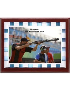 (135) PLACA HOMENAJE CON MADERA LUXE 21 x 17 cm