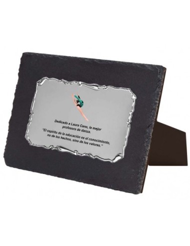 (135) PLACA HOMENAJE CON SOPORTE PIZARRA 21 x 17 cm