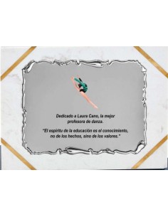 (135) PLACA HOMENAJE CON SOPORTE MARMOL 24 x 19 cm
