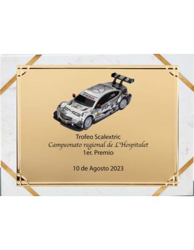 (136) PLACA HOMENAJE CON SOPORTE MARMOL 24 x 19 cm