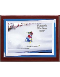 (136) PLACA HOMENAJE CON MADERA LUXE 21 x 17 cm