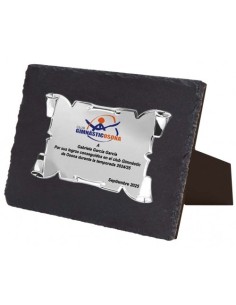 (137) PLACA HOMENAJE CON SOPORTE PIZARRA 21 x 17 cm