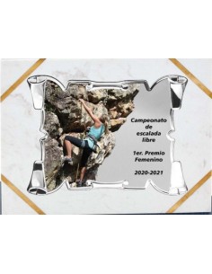 (137) PLACA HOMENAJE CON SOPORTE MARMOL 24 x 19 cm