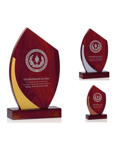 (210) TROFEO MADERA BRONCE 21 cm