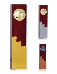 (224) TROFEO MADERA COBRE CON DISCO 24 x 6,5 cm COBRE