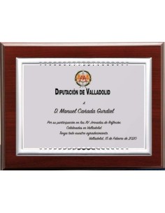 (139) PLACA HOMENAJE CON MADERA LUXE 21 x 17 cm