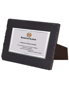 (139) PLACA HOMENAJE CON SOPORTE PIZARRA 21 x 17 cm