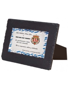 (139) PLACA HOMENAJE CON SOPORTE PIZARRA 21 x 17 cm