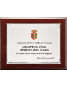 (140) PLACA HOMENAJE CON MADERA PREMIUM 21 x 17 cm