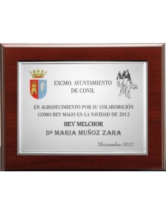 (141) PLACA HOMENAJE CON MADERA PREMIUM 21 x 17 cm