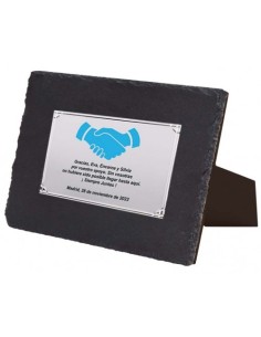 (141) PLACA HOMENAJE CON SOPORTE PIZARRA 21 x 17 cm
