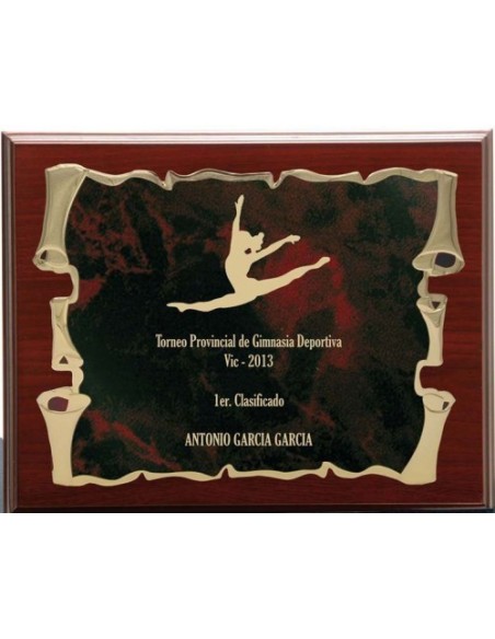 (142) PLACA HOMENAJE CON MADERA LUXE 29 x 23 cm