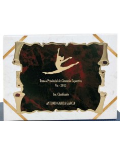 (142) PLACA HOMENAJE CON SOPORTE MARMOL 29 x 23 cm