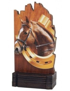 (243) TROFEO MADERA HIPICA 13 cm