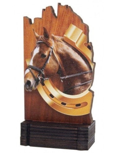 (243) TROFEO MADERA HIPICA 13 cm