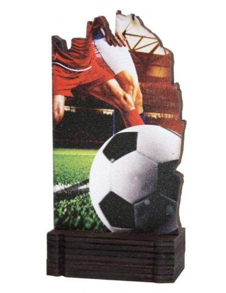 (243) TROFEO MADERA FUTBOL MASCULINO 13 cm