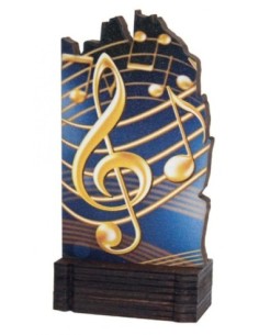 (244) TROFEO MADERA MUSICA 13 cm