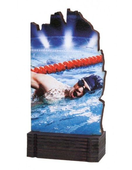 (244) TROFEO MADERA NATACION 13 cm