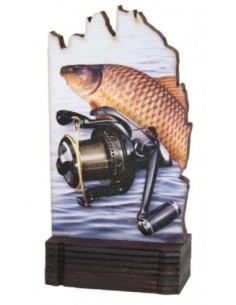 (244) TROFEO MADERA PESCA 13 cm
