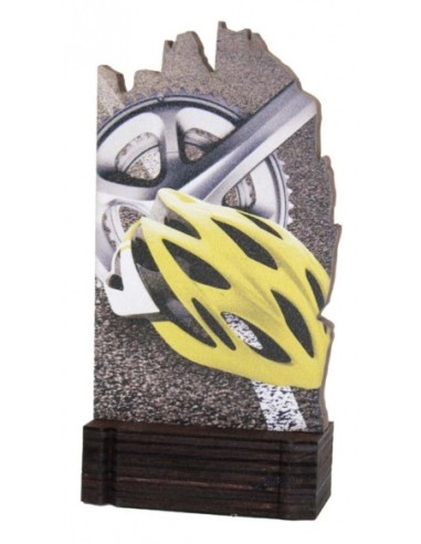 (244) TROFEO MADERA CICLISMO 13 cm