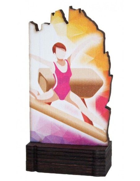 (244) TROFEO MADERA GIMNASIA ARTISTICA 13 cm