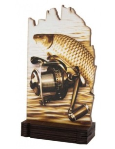 (246) TROFEO MADERA PESCA 19 cm