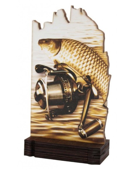 (246) TROFEO MADERA PESCA 19 cm
