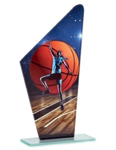 (205) TROFEO CRISTAL BALONCESTO FEMENINO 22 cm