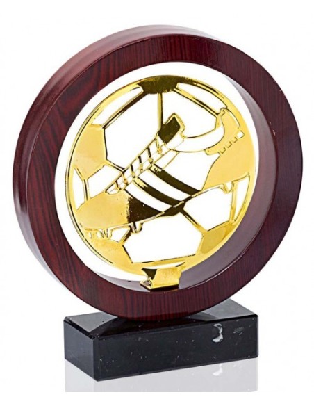 (204) TROFEO MADERA/METAL FÚTBOL 22 cm