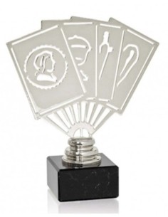 (228) TROFEO METAL CARTAS ESPAÑOLA 16 cm
