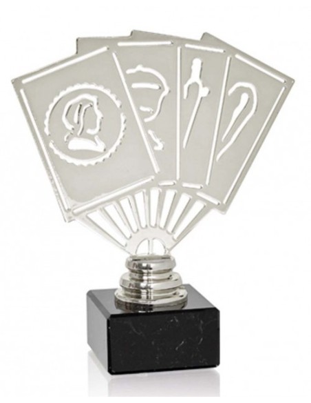 (228) TROFEO METAL CARTAS ESPAÑOLA 16 cm